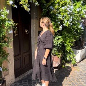 Rue Stiic linen & cotton black midi dress